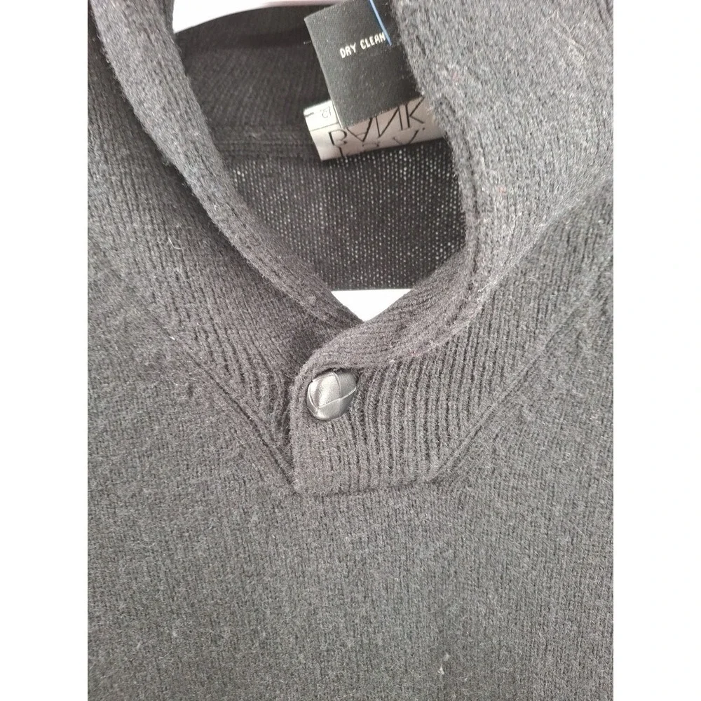 Jos A Bank Mens Large Black Lambs Wool Blend High V Neck‎ Sweater NWT